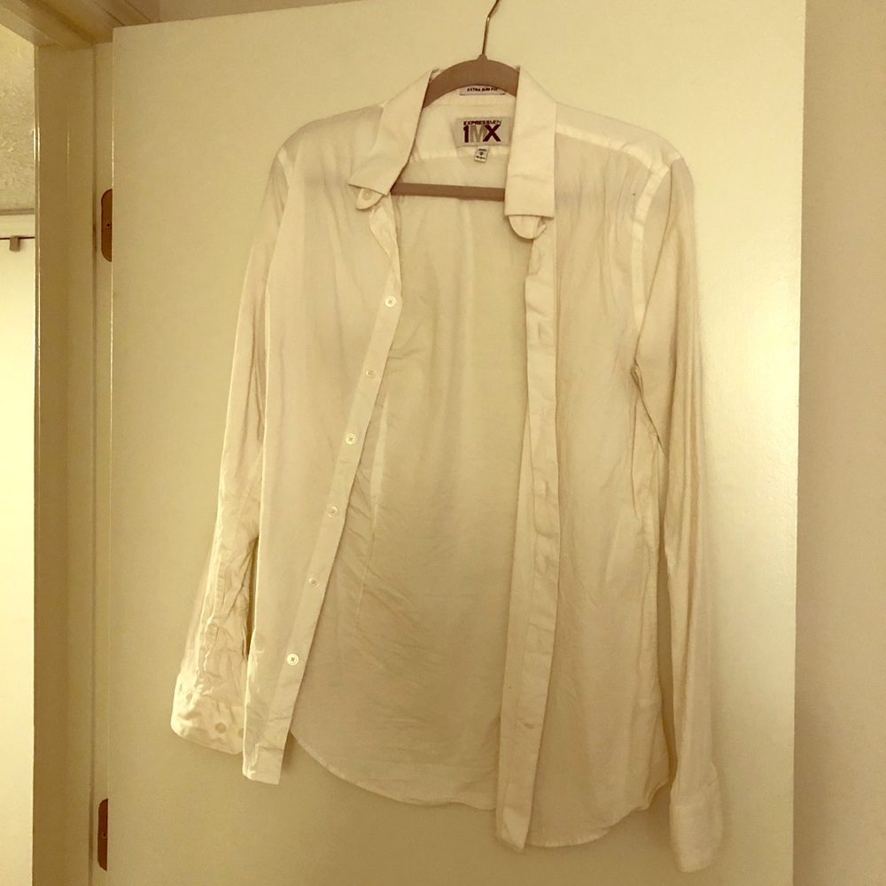 White men’s dress shirt, Extra slim sit